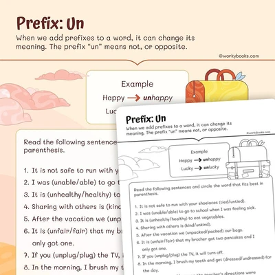 Prefix: Un - worksheet educational content