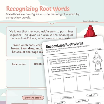 Recognizing Root Words - worksheet educational content