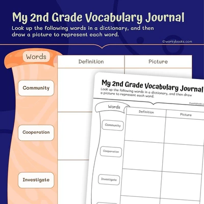 My 2nd Grade Vocabulary Journal - worksheet educational content