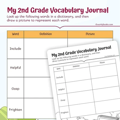 My Vocabulary Journal for 2nd Grade - worksheet educational content