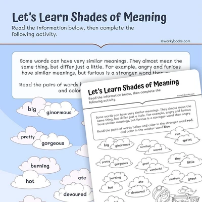 Let's Learn Shades of Meaning - worksheet educational content