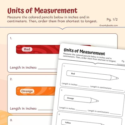 Units of Measurement:Centimeters vs Inches - worksheet educational content