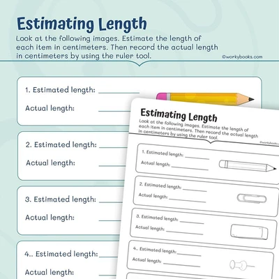 Estimating lengths - worksheet educational content