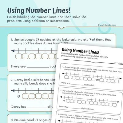 Using Number Lines! - worksheet educational content