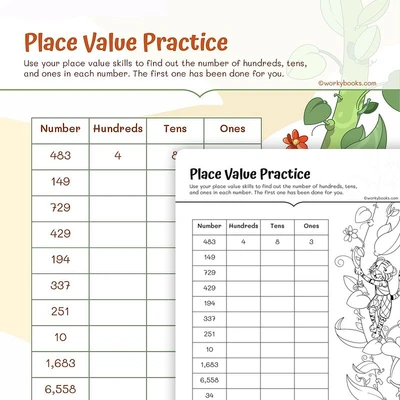 Place Value Practice - worksheet educational content