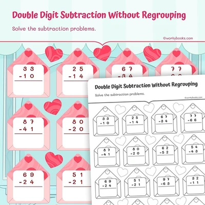 Double Digit Subtraction Without Regrouping - worksheet educational content