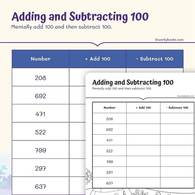 Adding and Subtracting 100 - worksheet educational content