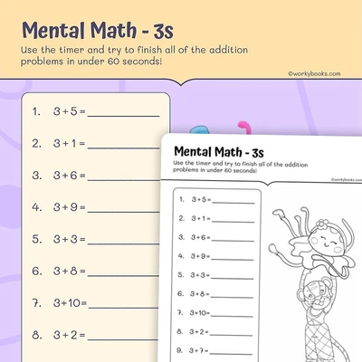 Single Digit Addition: For 3 - worksheet educational content
