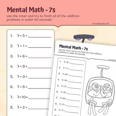 Single Digit Addition: For 7 - worksheet educational content