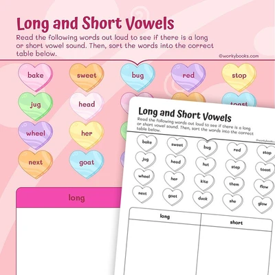 Short  vs Long Vowels - worksheet educational content