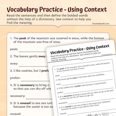 Vocabulary Practice Using Context - worksheet educational content