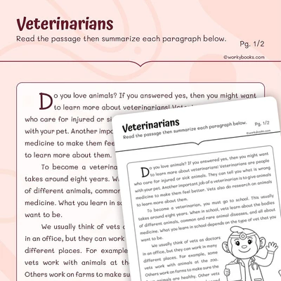 Reading for Main Details—Veternarians - worksheet educational content