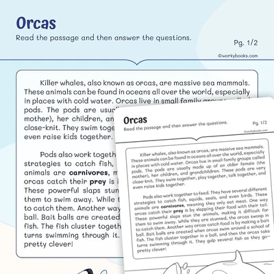 Reading for Main Details—Orcas - worksheet educational content