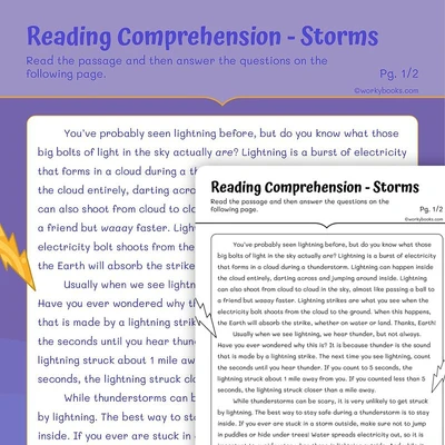 Reading Comprehension— Storms - worksheet educational content