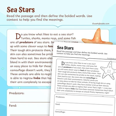 Informational Text —Sea Stars - worksheet educational content
