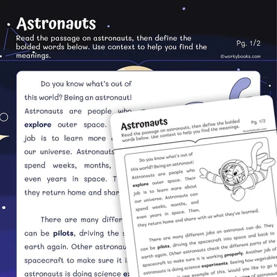 Informational Text — Astronauts - worksheet educational content