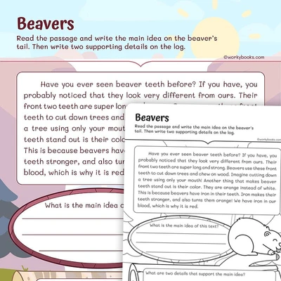 Reading for Main Details—Beavers Teeth - worksheet educational content