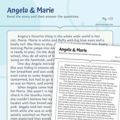Angela and Marie—Short Story - worksheet educational content