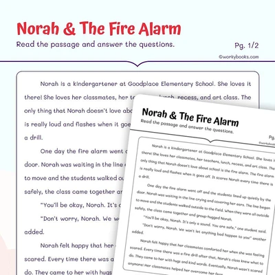Short Story —Norah and the Fire Alarm - worksheet educational content