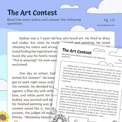 Short Story on The Art Contest - worksheet educational content