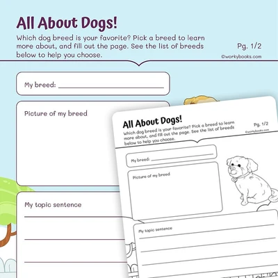 Explanatory Writing—All About Dogs - worksheet educational content