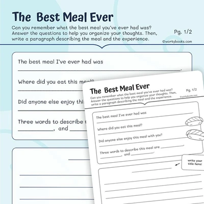 The Best Meal Ever—Writing From Experiences - worksheet educational content