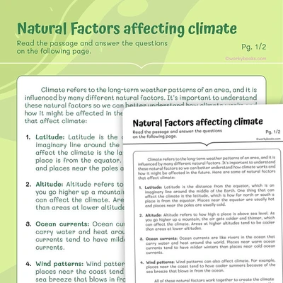 Natural Factors affecting Climate - worksheet educational content