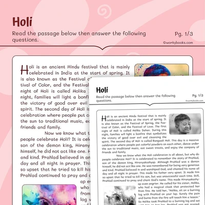 Informational Text on Holi - worksheet educational content