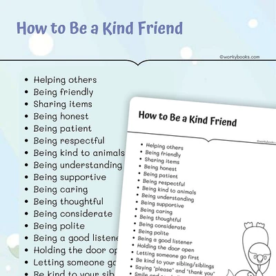 How to Be a Kind Friend - worksheet educational content