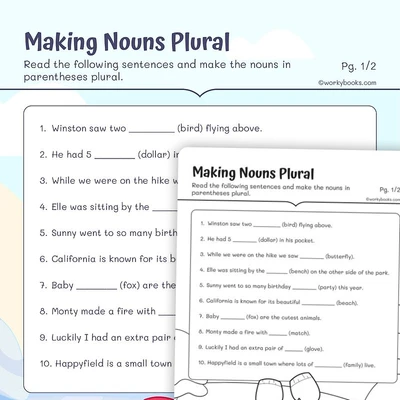 Making Nouns Plural - worksheet educational content