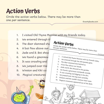 Action Verbs - worksheet educational content