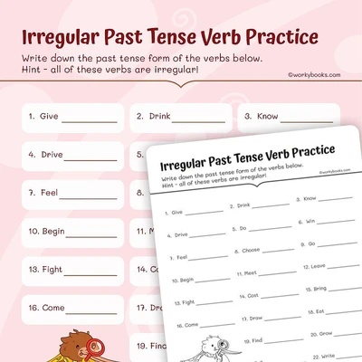 Irregular Past Tense Verb Practice - worksheet educational content