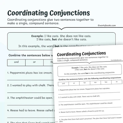 Coordinating Conjunctions Sentences - worksheet educational content