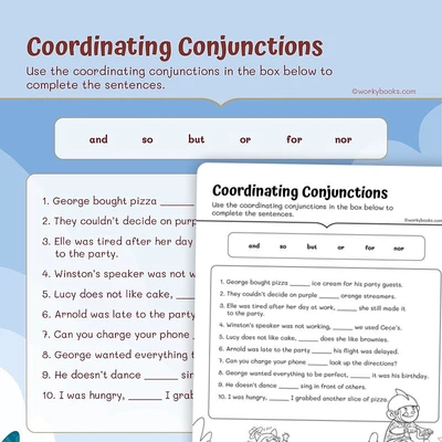 Coordinating Conjunctions - worksheet educational content