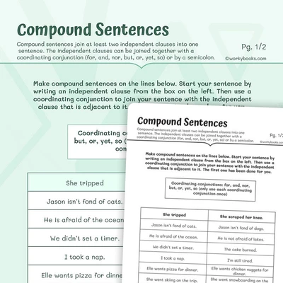 Compound Sentences - worksheet educational content