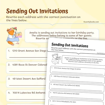 Sending Out Invitations - worksheet educational content