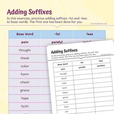 Adding Suffixes to Words - worksheet educational content