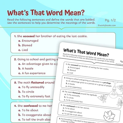 What's That Word Mean? Multiple Choice - worksheet educational content