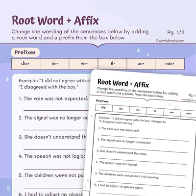 Root Word + Affix - worksheet educational content