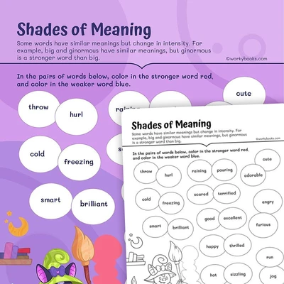 Shades of Meaning Pairs of Words - worksheet educational content