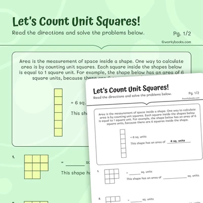 Let's Count Unit Squares! - worksheet educational content