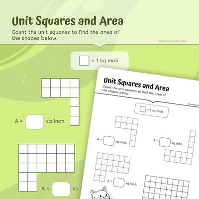 Unit Squares and Area - worksheet educational content