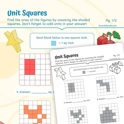 Unit squares - worksheet educational content