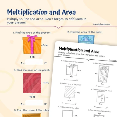 Multiplication and Area - worksheet educational content