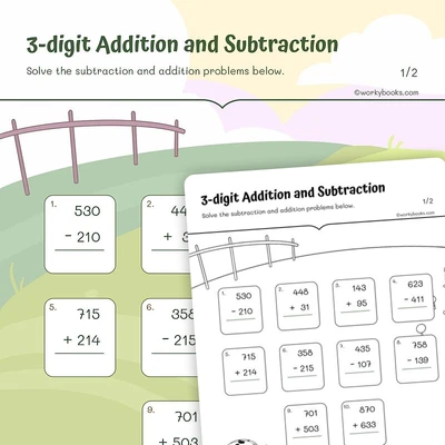 3 Digit Addition and Subtraction - worksheet educational content