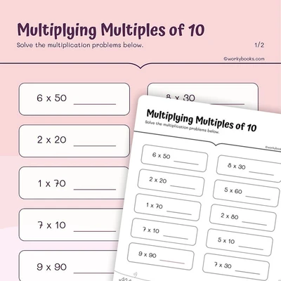 Multiples of 10 — Multiplication - worksheet educational content