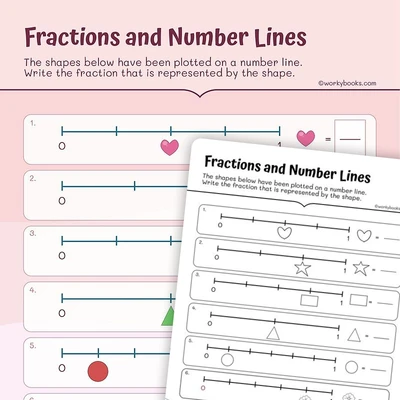 Plotting Fractions on a Number Line - worksheet educational content