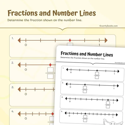 Fractions on Number Lines - worksheet educational content