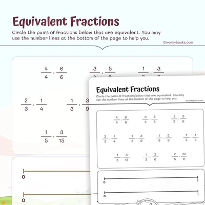 Equivalent Fraction Resource - worksheet educational content
