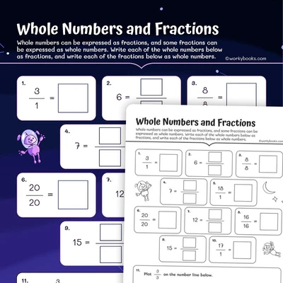 Whole Numbers and Fractions - worksheet educational content